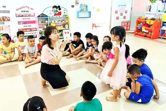 Hình ảnh trẻ mầm non học tiếng Anh